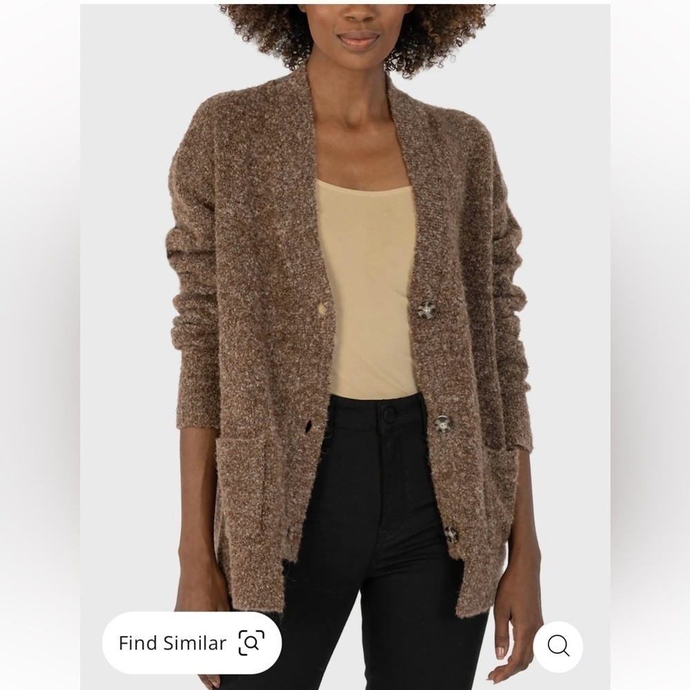 KUT FROM THE KLOTH Addie Cardigan in Brown Button Front Size XS Comfy Neutral